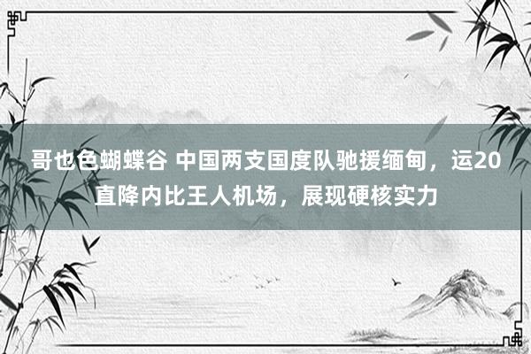 哥也色蝴蝶谷 中国两支国度队驰援缅甸，运20直降内比王人机场，展现硬核实力