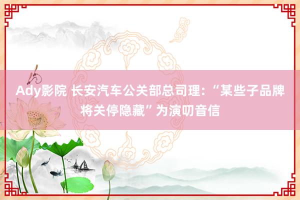 Ady影院 长安汽车公关部总司理: “某些子品牌将关停隐藏”为演叨音信