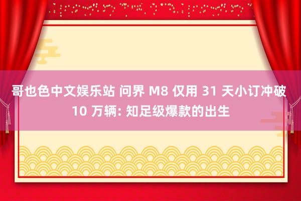 哥也色中文娱乐站 问界 M8 仅用 31 天小订冲破 10 万辆: 知足级爆款的出生